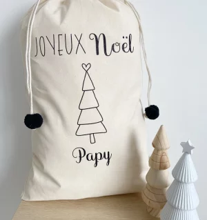 Hotte de noël en coton personnalisable